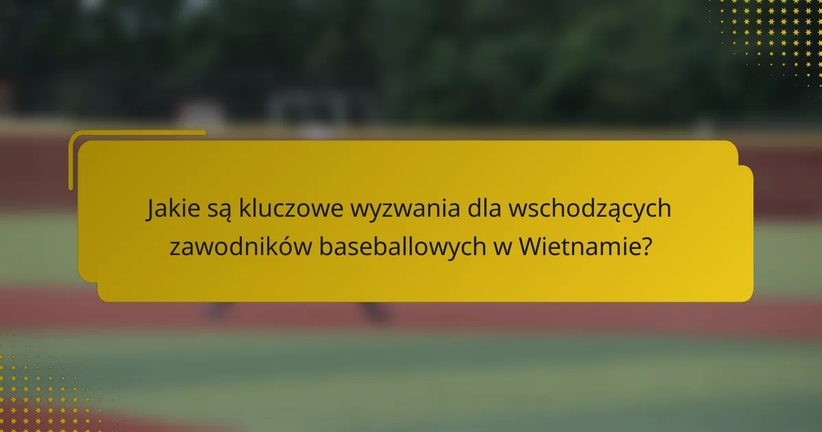 Jakie są kluczowe wyzwania dla wschodzących zawodników baseballowych w Wietnamie?
